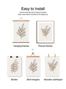 Bộ 3 bức Tranh vải thực vật thẩm mỹ phóng túng Boho lá cây Scandinavian lấy cảm hứng từ nghệ thuật Áp phích in Tối giản hiện đại - Product Image 5