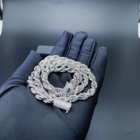 Chaîne cubaine pour homme en argent S925 avec moissanite VVS couleur D de haute qualité, plaquée rhodium certifiée, pour collier hip-hop