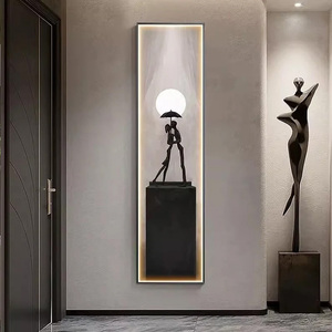 Soft Neutral Wall Decor Moon Plant Picture LED <b>Painting</b> Tempered Glass Wall Art Decor Hanging Crystal Porcelain Wall Decoration - Product Image 6