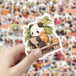 Mixte de Bande Dessinée <span class=keywords><strong>Panda</strong></span> Mignon Autocollants Logo Personnalisé Étanche Vinyle Animal Autocollants pour Tasses Mur Décoratif Autocollant Scrapbooking - Product Image 6