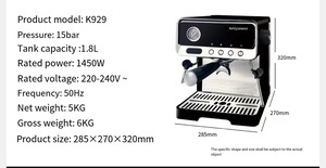Cafetera Semiautomática, Bomba LUKA Importada, Sistema de Calentamiento, Presión de 20 Bares, Tanque de Agua de 1.8L, Máquina de Espresso, Caffettiera - Product Image 6