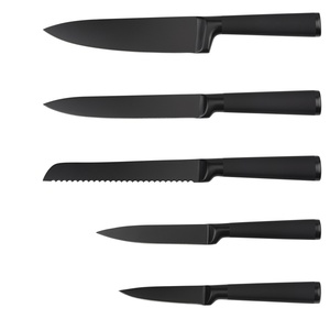 Juego de 5 Cuchillos de Cocina de Acero Inoxidable, Juego de Cuchillos de Cocina Antiadherentes de Titanio Negro para Cocina - Product Image 1