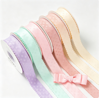 Ruban en dentelle ondulée à pois en polyester haute ténacité pour accessoires capillaires DIY, vêtements floraux, nœuds et cadeaux d'anniversaire