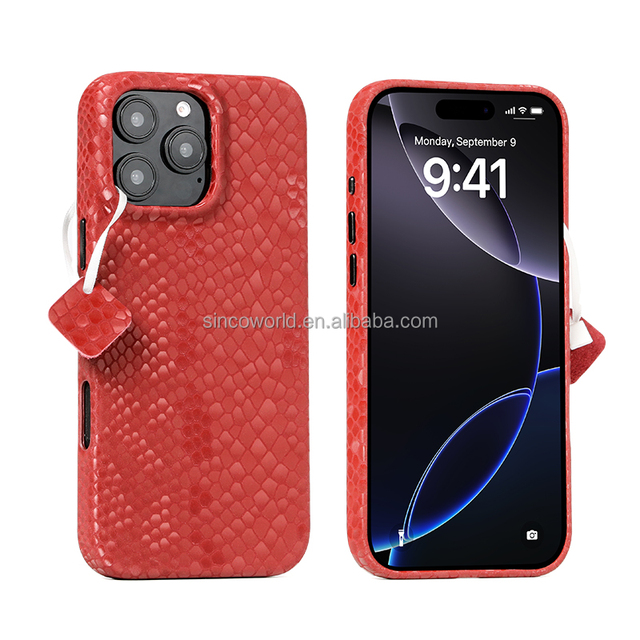 Serpentine Glitter Design Leather Cell Phone case Custom Wholesale Mobile Phone case Genuine Leather Phone case