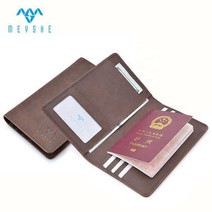 Porte-cartes personnalisé marron Crazy Horse en cuir PU avec blocage RFID Portefeuille <span class=keywords><strong>Prix</strong></span> d'usine-pour passeport, carte d'identité, contrôle des billets d'avion - Product Image 1