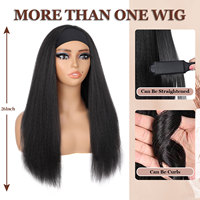 Perruque bandeau Yaki Kinky Straight pour femme, en fibre haute température, sans colle, résistante à la chaleur, modèle 204