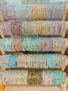 Pulsera Elástica Redonda con Cuentas de Colores Pastel, Cuentas de Vidrio Estilo Bohemio, Joyería Hecha a Mano, Regalo Casual de Moda para Mujeres y Niñas - Product Image 6