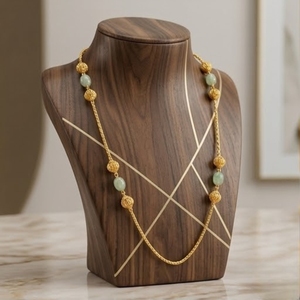 Collier Mala antique en argent 925 avec perles vert clair, longue chaîne traditionnelle, bijoux ethniques pour femmes - Product Image 4
