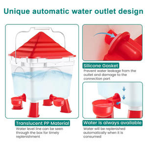 Новая автоматическая кормушка и поилка для птицы на 4 порта, 8,5 литров, подвесные поилки для кур - Product Image 3