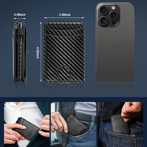 Portefeuille fin pour homme, motif en fibre de carbone, porte-cartes de crédit avec blocage RFID, 6 pouces, usage quotidien - Product Image 2
