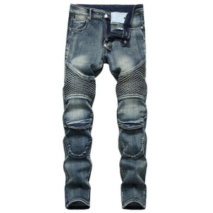 Jeans Vaqueros de Mezclilla para Hombre, Cintura Alta, Estilo Vintage Lavado, Corte Ajustado, Motociclista, Y2K, Ropa Urbana, Transpirable, Protector, Duradero, Casual, 2025 - Product Image 5