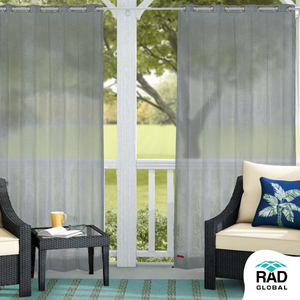 Grey HDPE Eyelet Outdoor Curtains 150 GSM with Modern Shade Protection Weather Resistant Fabric and Elegant Outdoor Living Style - Product Image 3