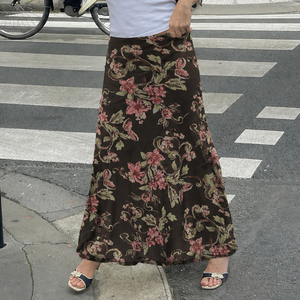Nouvelle jupe midi en maille droite, imprimé floral vintage chinois, légère et luxueuse, polyvalente, élégante, flatteuse, tendance et décontractée - Product Image 4