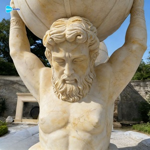 <span class=keywords><strong>Esculturas</strong></span> de Mármol de Tamaño Real de Dioses Griegos, Atlas Sosteniendo la Tierra, para Decoración de Jardín Exterior - Product Image 3