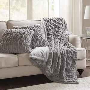 Оптовая продажа, роскошное индивидуальное одеяло из 100% полиэстера и искусственной замши, ультрамягкие пушистые плюшевые одеяла из искусственного меха