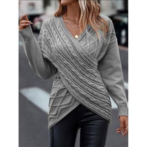 <span class=keywords><strong>Maglione</strong></span> da <span class=keywords><strong>Donna</strong></span> HANO, Nuovo Modello <span class=keywords><strong>con</strong></span> Scollo a V, Maniche Lunghe, Design Intrecciato, Caldo ed Elegante per l'Inverno - Product Image 5