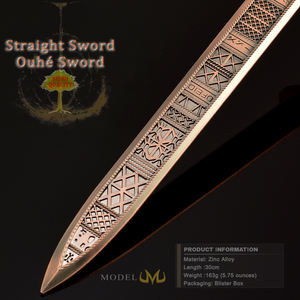 Réplique entièrement en métal de 30cm Ouhe Sword From Elden Ring Cosplay Prop avec gaine en cuir et ornement cadeau pour garçon sculpté - Product Image 5