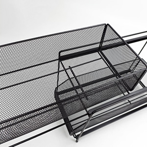 Cesta de almacenamiento de 2 niveles con soporte para el hogar, organizador de cajón deslizante, <span class=keywords><strong>Mini</strong></span> cesta colgante, color negro mate - Product Image 4