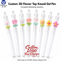 Stylo Gel Personnalisé OEM Mignon à Fleur 3D, Décoration Florale Kawaii, Stylo Bille Papeterie, Cadeau pour Étudiante, Vente en Gros