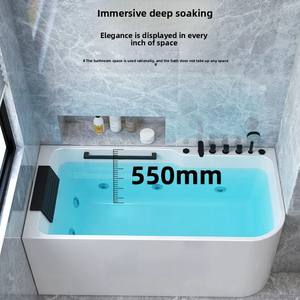 Nouvelle arrivée : Baignoire autoportante en acrylique blanche <span class=keywords><strong>avec</strong></span> chauffage à température constante, massage à bulles, design moderne pour salle de <span class=keywords><strong>bain</strong></span> de villa ou maison - Product Image 4