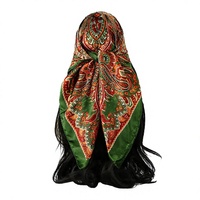 Syal Persegi Kecil 90cm Bergaya Prancis Vintage Poliester Wanita Trendi Serbaguna Bermotif Warna-warni Artistik Mengalir