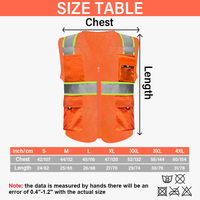 Gilet de sécurité en maille haute visibilité réfléchissant en polyester avec poches et fermeture éclair, certifié ANSI/ISEA, vêtements de travail