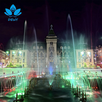 Fontaine Circulaire de Piscine en Acier Inoxydable SS304, Conception Personnalisée avec Jets d'Eau en Arche LED Dorés à Contrôle Programmable, Durable pour Place Publique Emblematique