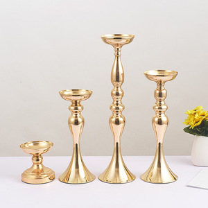 O-X524 Décoration De Mariage centre de Table Or Argent De Luxe Chandelier Titulaire Table Décorations Bougeoirs En Métal - Product Image 2