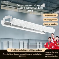 Éclairage latéral LED pour terrain de badminton intérieur Zhiming, design nid d'abeille anti-éblouissement sans ombre, 5700K, surface incurvée, design écaille de dragon