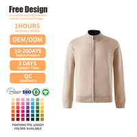 Chaqueta de Algodón Casual de Invierno OEM ODM GOTS, Chaqueta Deportiva Ajustada para Hombre, Suéter de Punto con Logotipo Bordado, Cárdigan para Hombre