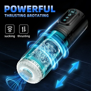 Espositore a LED impermeabile <span class=keywords><strong>Pussy</strong></span> <span class=keywords><strong>Pussy</strong></span> da uomo Stroker vibratore a ventaglio con spinta rotante dispositivo masturbatore maschio automatico - Product Image 5