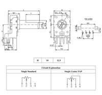 Potentiomètre stéréo alston 9mm, 5 broches, santé