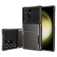 Étui portefeuille pour Samsung Galaxy S24 S25 S26 Ultra avec 5 emplacements pour cartes, coque rigide antichoc en PC, porte-cartes, étui de téléphone