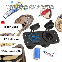 Duale 2,1A USB-Auto-Steckdose 12V Wasserdichte Ladebuchse mit Blauer LED-Beleuchtung 12-24V Spannung für Fahrzeuge Wohnmobile Camping Boote