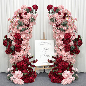 Promise Romantic Dreamy Pink Red Mixed Artificial Roses Flower Arrangement Handmade Polyester Wedding Decor - Product Image 2