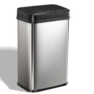 Cubo de Basura de Acero Inoxidable de 50L con Tapa de Sensor de Plástico, Elegante Tapa Suave para Uso en Interiores, Baño y Sala de Estar - Product Image 1