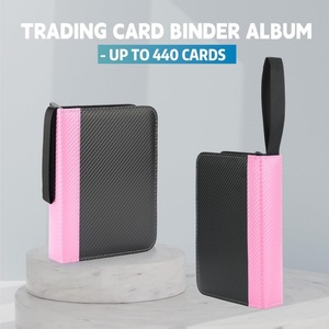 Factory Manufacturer Durable 4 Pocket Custom Pink Leather Zip Trading <b>Card</b> <b>Binder</b> - Product Image 3