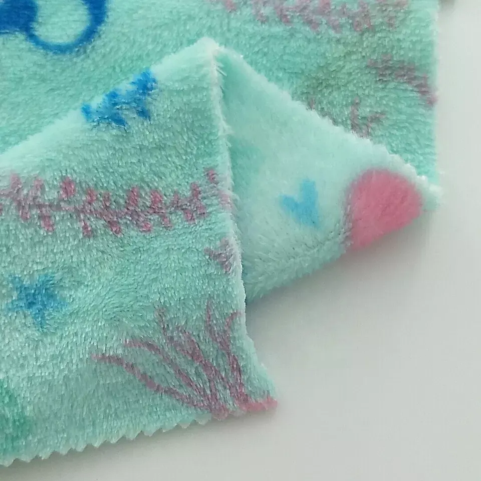 Fiable Usine 100% Polyester Sherpa Flanelle Polaire Tissu Extensible Plaine Imprimer Enfants Pyjamas Océan Textiles Sur Le Thème
