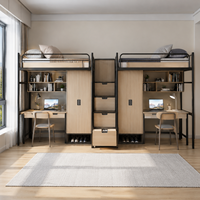 Lit superposé double en métal moderne et durable - Portable, convertible, réglable, pliable, taille standard pour l'école, le dortoir, l'appartement, l'hôtel