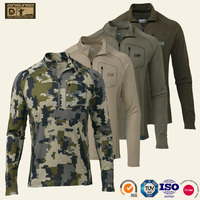 Chemise camouflage pour homme, pull à fermeture éclair quart de tour, manches longues, motif uni, teinture unie, pour la saison d'automne, pêche, randonnée, chasse