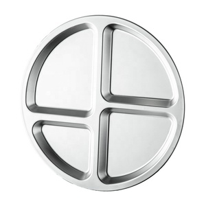 Piatto Diviso in Acciaio Inox 304, 20cm Rotondo con 3 Scomparti, Vassoio per Controllo Porzioni per Mense Scolastiche e Ospedaliere - Product Image 6
