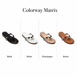 Sandalias Planas con Cuentas y Piedras Preciosas Coloridas <span class=keywords><strong>para</strong></span> <span class=keywords><strong>Mujer</strong></span>, <span class=keywords><strong>Chanclas</strong></span> Elegantes, Estilo Bohemio, Punta Abierta, Suaves, Transpirables, <span class=keywords><strong>para</strong></span> Viajes, Verano, Venta al por Mayor - Product Image 4