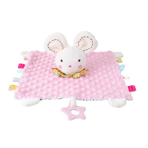 Mignon Minky Dot bébé Lovey couverture de sécurité nouveau-né bébé apaiser serviette réconfortant en peluche Lovey couette avec anneau de dentition Silicone - Product Image 6