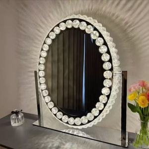 Large Oval LED Crystal Makeup Mirror with Lights, a Stylish and Luxurious Desktop Mirror with <b>Smart</b> <b>Lighting</b> - Product Image 5