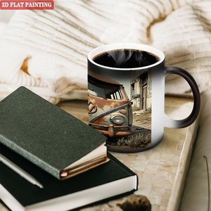 Portable Lightweight Frosted Black <b>Ceramic</b> <b>Mug</b> 11oz Heat Changing Cup for Business Trip - Product Image 3