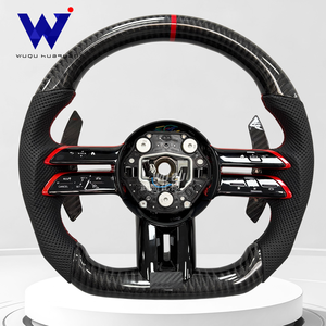 Volant de direction personnalisé en fibre de carbone Dragonfly adapté aux Mercedes AMG W204 W205 W212 W214 W215 CLA <span class=keywords><strong>CLE</strong></span>, décoré de rouge. - Product Image 1
