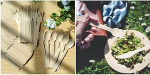 100% Cuchara de madera natural Desechable Grado alimenticio Premium Bambú Tenedores Cucharas Cuchillos - Product Image 3