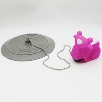 Cubierta de Drenaje de Silicona de 15 cm con Cadena, Tapón de Drenaje, Cubierta de Drenaje para Piso de Cocina y Baño, Cubierta de Drenaje con Diseño de Dibujos Animados