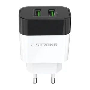 12W Battery Mobile Charger 2 Ports Mobile Adapter 2.4A Black White Portable USB Wall Mount Charger