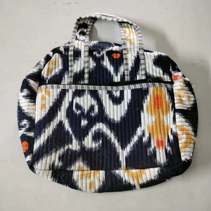 <b>Black</b>-Colour Flower Design Handmade Luxury <b>Weekender</b> for Cotton Block Print Quilted Duffle <b>Bag</b> Large Capacity Sport Travel - Product Image 1